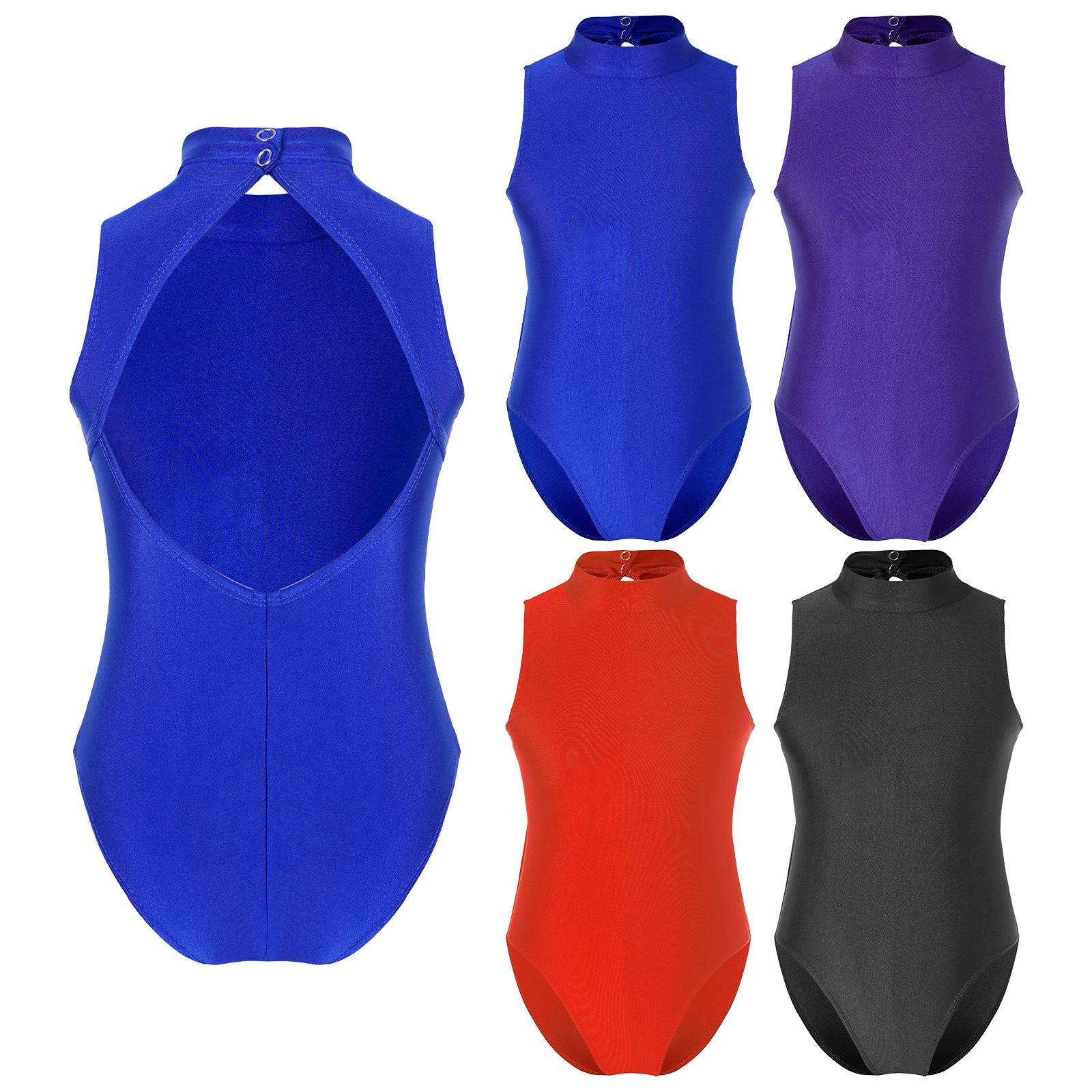 Yeahdor Kinderen Meisjes Mouwloos Mock Neck Cutout Rug Ballet Dans Gymnastiek Leotard Jumpsuit Meisjes Bailarina Kostuums 5-6 Years rood