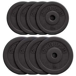 Gorilla Sports TWEEDE KANS Voordeelbundel 30 kg (4 x 5 kg en 4 x 2,5 kg) halterschijven Kunststof - 30/31 mm