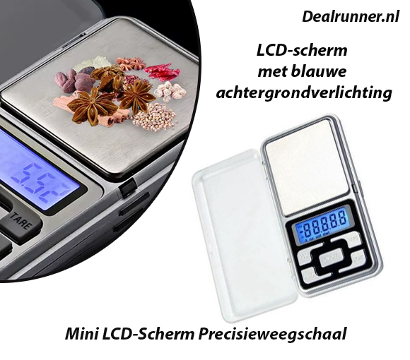 Dealrunner Mini LCD-Scherm Precisieweegschaal Inclusief 2x AAA Batterijen