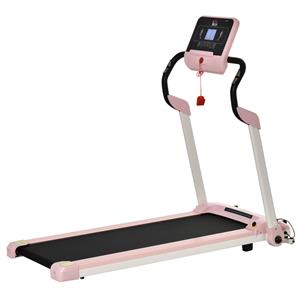 HOMCOM loopband opvouwbaar elektrisch 400 W 1-12 km/u 1.5HP LCD display mobiele telefoon houder geschikt voor home gym indoor fitness roze 134 x 60 x