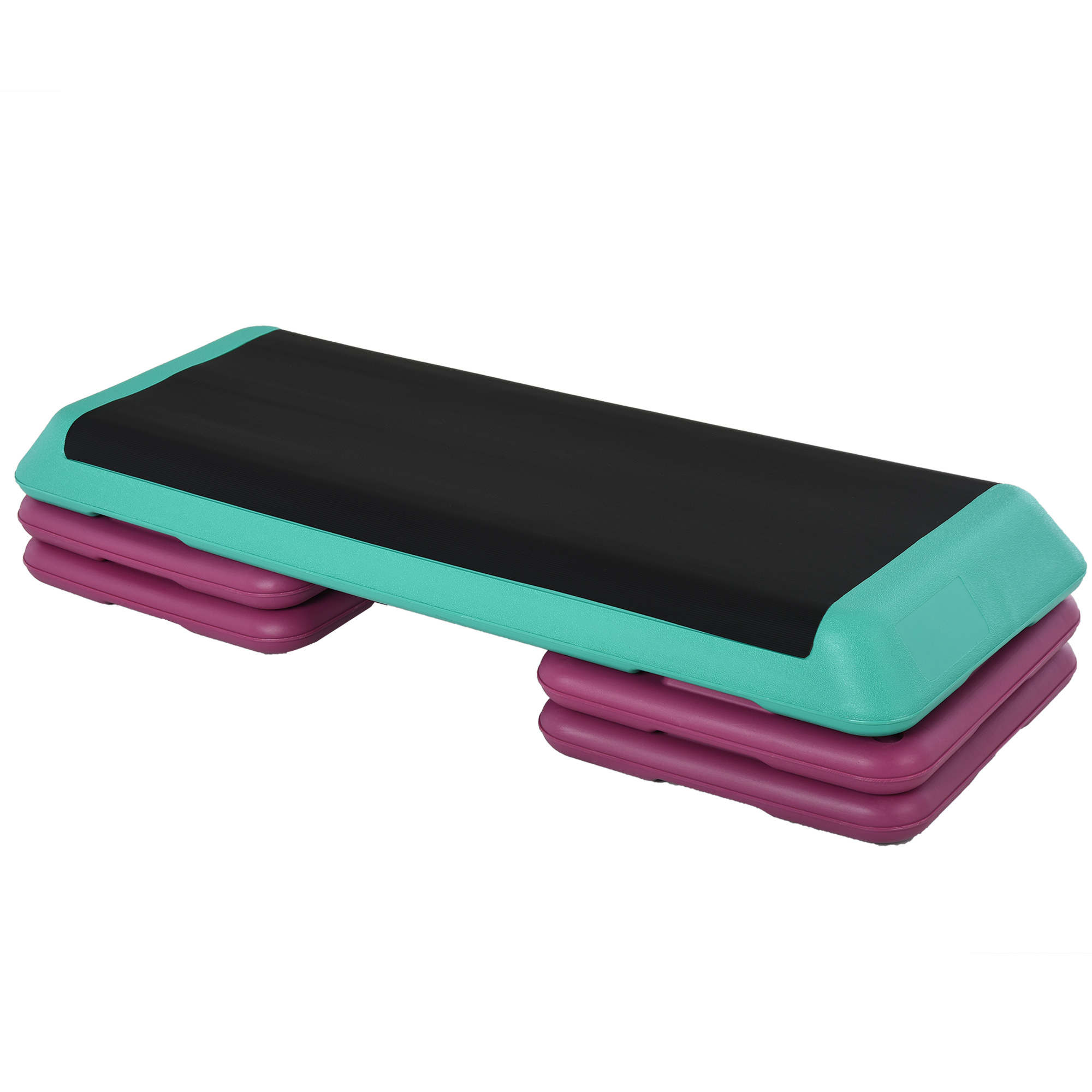 HOMCOM stepboard, veelzijdige aerobics fitness stepper, in hoogte verstelbaar, antislip, stevig ontwerp, 110 x 28 x 10-15 cm, zwart | Aosom.nl