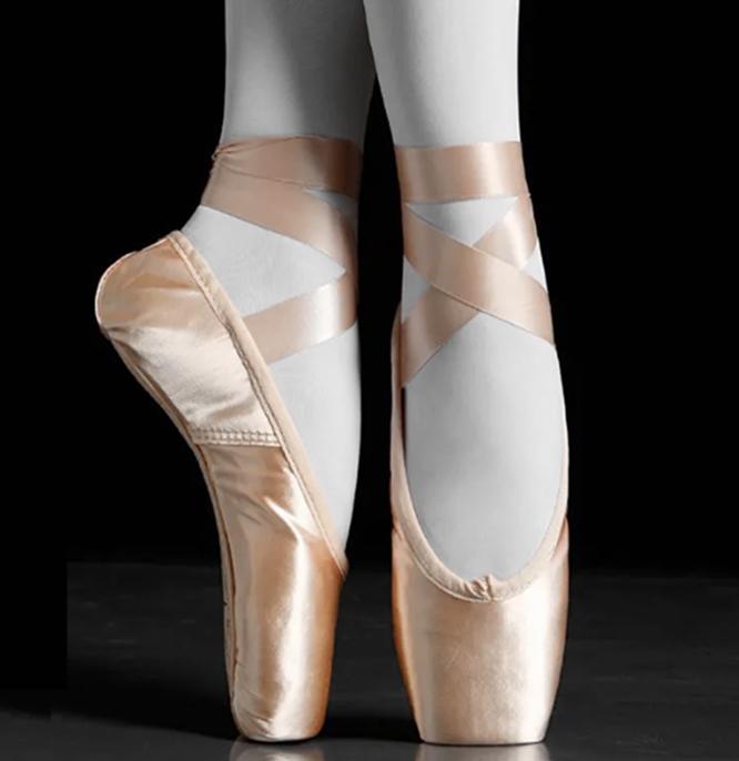 Little Spring Ballerina-balletschoenen voor meisjes Roze satijnen canvas Pointe-schoenen met veters om te dansen 44 goud