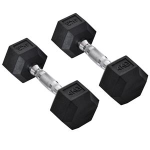 HOMCOM hexagon dumbbells, antislip handvat, perfect voor krachttraining, 2 x 4 kg, duurzaam en compact, ideaal voor thuisgebruik | Aosom.nl