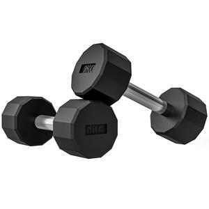 SPORTNOW Korte Halter-Set, antislip grip, rubberen coating, voorkomt wegrollen, ideaal voor thuistraining, 2 x 5 kg, zwart | Aosom.nl