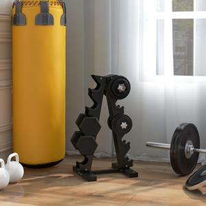 SPORTNOW halterstandaard, voor 10 halters, stevig stalen frame, ruimtebesparend ontwerp, tot 100 kg, 66 x 35 x 33 cm, zwart | Aosom.nl