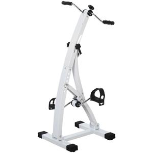 HOMCOM hometrainer voor senioren, compacte bewegingstrainer, pedaaltrainer voor armen en benen, stevig staal, wit | Aosom.nl