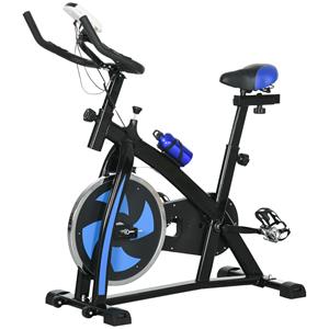 SPORTNOW hometrainer, stil en compact, aanpasbare weerstand, hartslagsensor, LCD-monitor, maximaal 120 kg, 90 x 50 x 120 cm, blauw | Aosom.nl