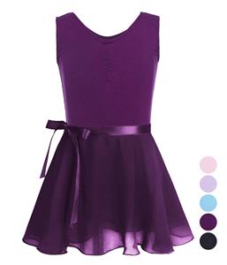 IEFiEL Meisjes Katoenen Mouwloze Ballet Tutu Jurk Gymnastiek Turnpakje Chiffon Rok Ballerina Party Dancewear 3-4 Years zwart