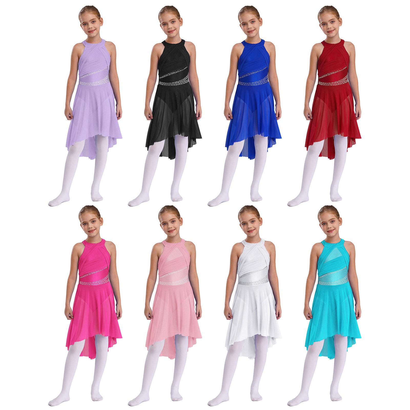 YONGHS Meisjes mouwloos glanzend lyrisch ballet turnpakje met strass steentjes, eigentijds modern Latijns danskostuum 5-6 Years bordeaux