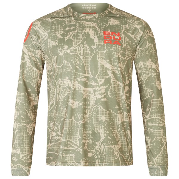 Endura  Grid Floral LTD Printed L/S Tee - Fietsshirt, olijfgroen/beige