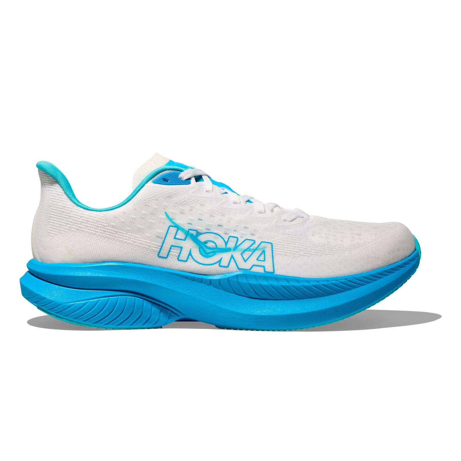 Hoka One One Hoka Mach 6 hardloopschoenen White/Skyward Blue Heren