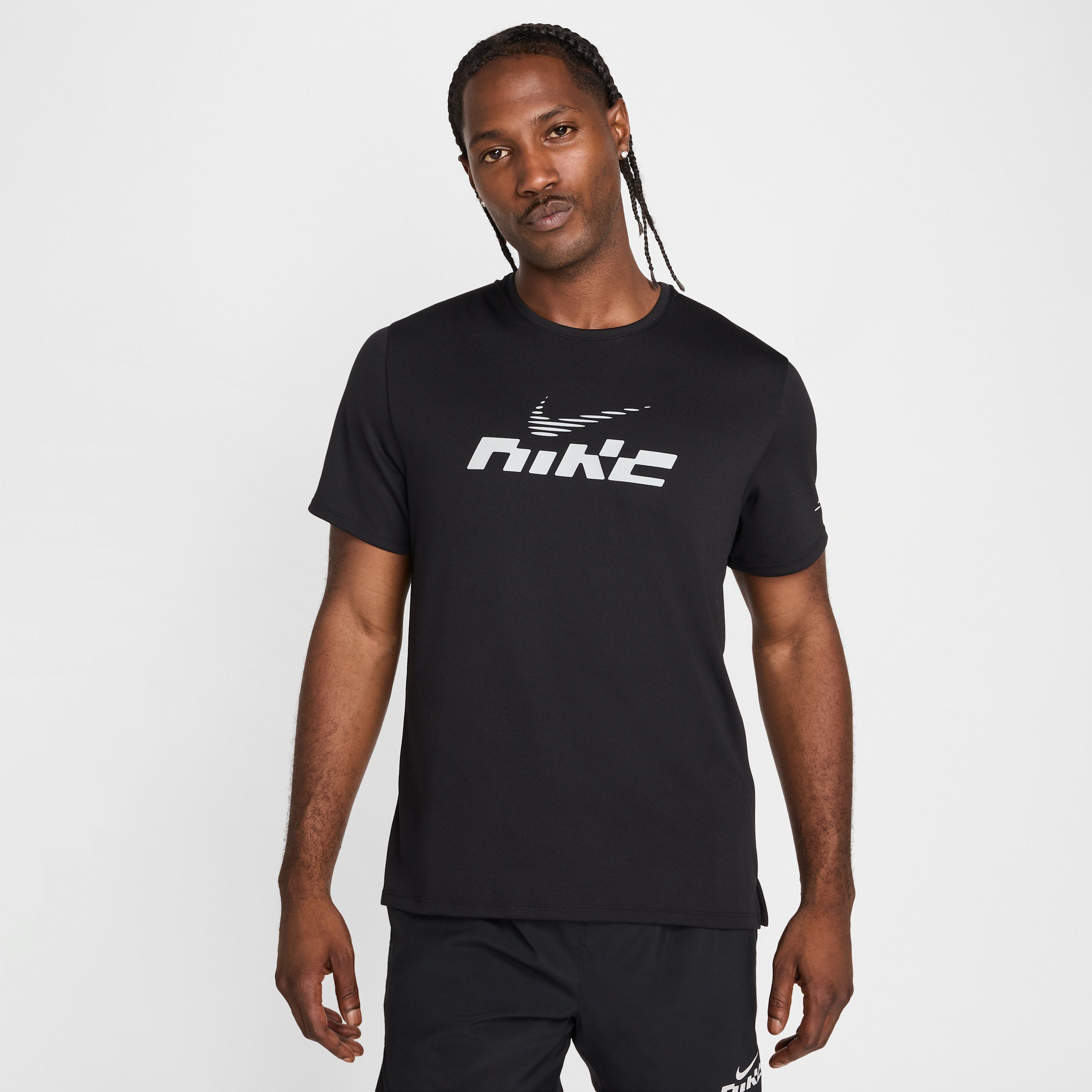 Nike Miler Flash UV-hardlooptop met korte mouwen en Dri-FIT voor heren - Zwart