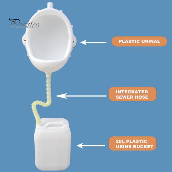 Beautiful kingdom Aan de muur bevestigd urinoir voor mannen met slang Spatwaterdicht Eenvoudige installatie Herbruikbaar tijdelijk urinoir voor op de bouwplaats Waterloos urinoir-omleider set