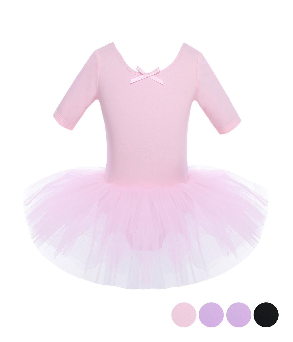 IEFiEL Kids Meisjes Party Tule Ballet Dans Slijtage Gymnastiek Turnpakje Dansen Tutu Jurk Ballerina Kostuum 4-5 Years roze