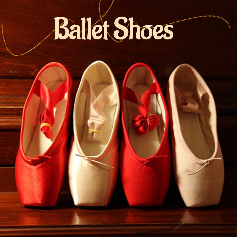 Yashion Dance Shoes Vrouwen Meisjes Ballet Dans Schoenen Satijn Canvas Pointe Suède Zool Yoga Schoen Danskleding 34-40 Satin-34 rood