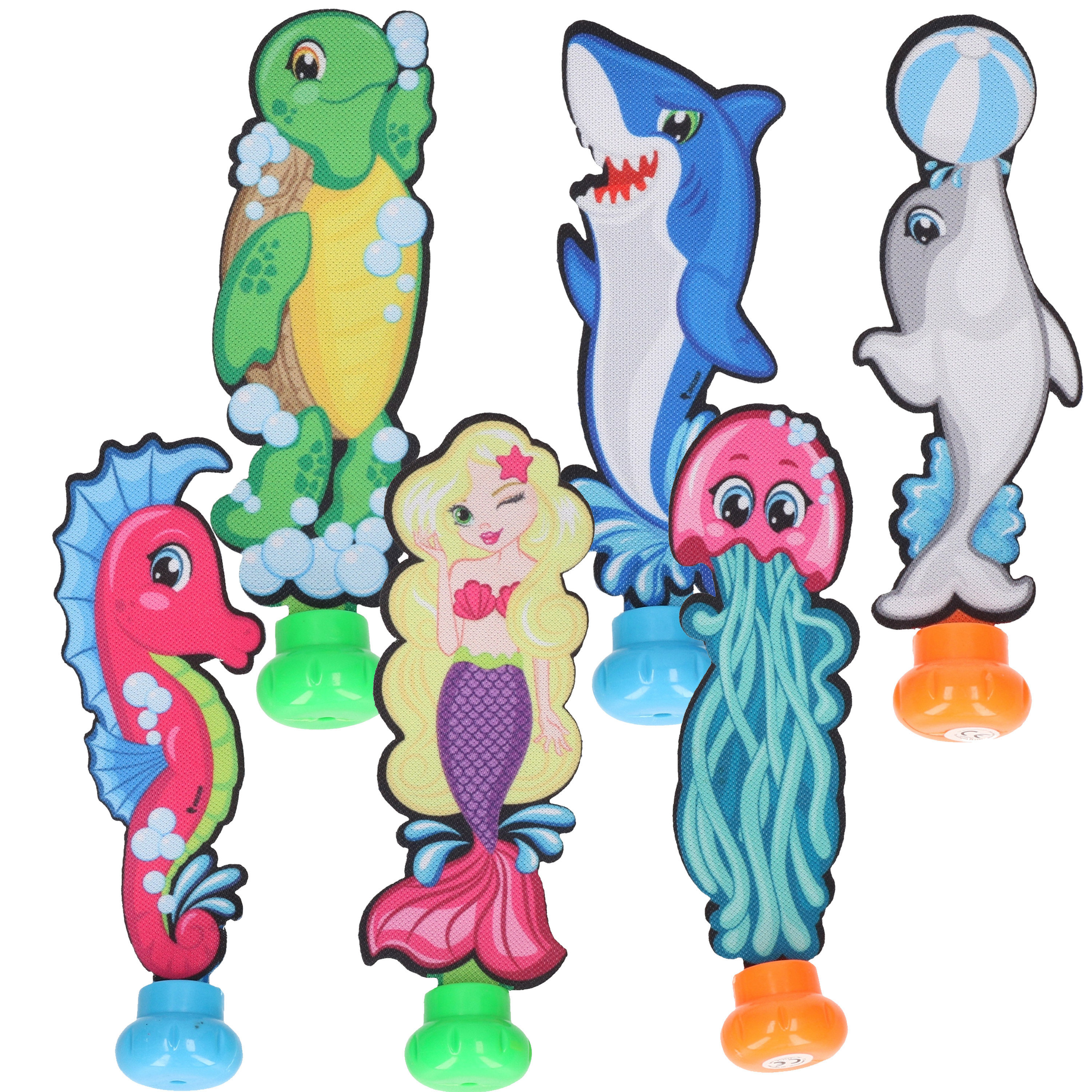 Toi-Toys Duikspeelgoed zwembad - set van 6x - zee figuren - kunststof - vakantie speelgoed -