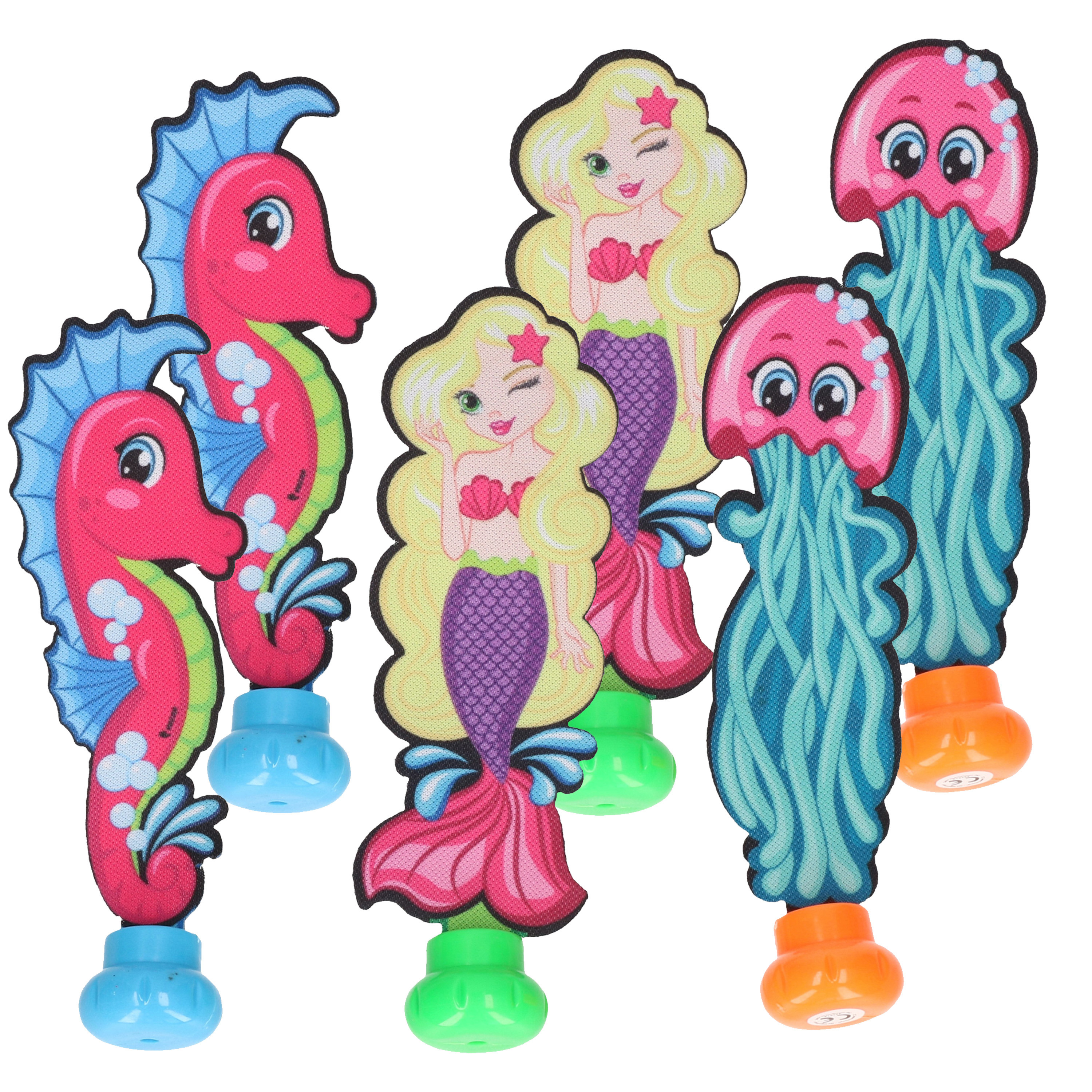 Toi-Toys Duikspeelgoed zwembad - set van 6x - zee figuren - zeepaardje/zeemeermin/kwal - kunststof - vakantie -