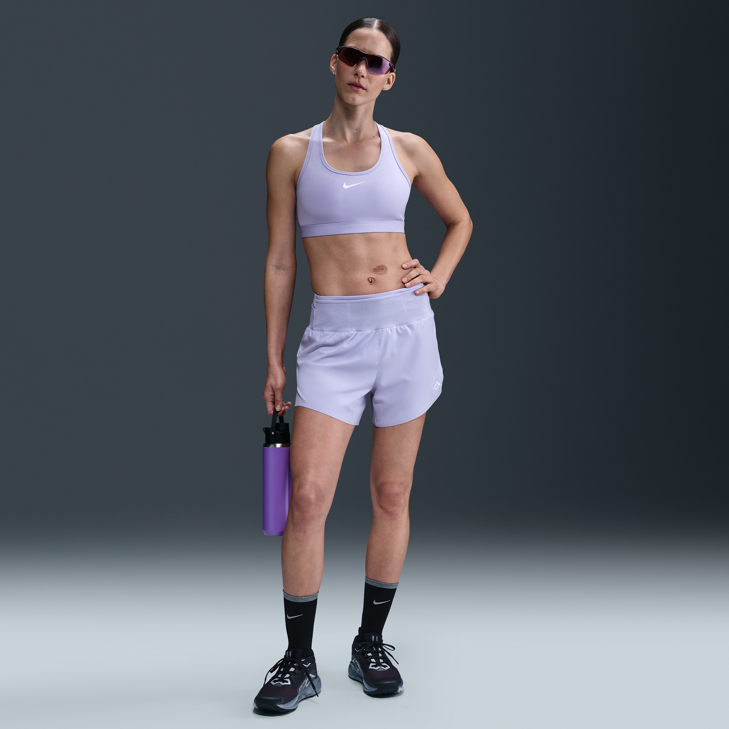 Nike Trail Dri-FIT hardloopshorts met binnenbroekje voor dames - Paars