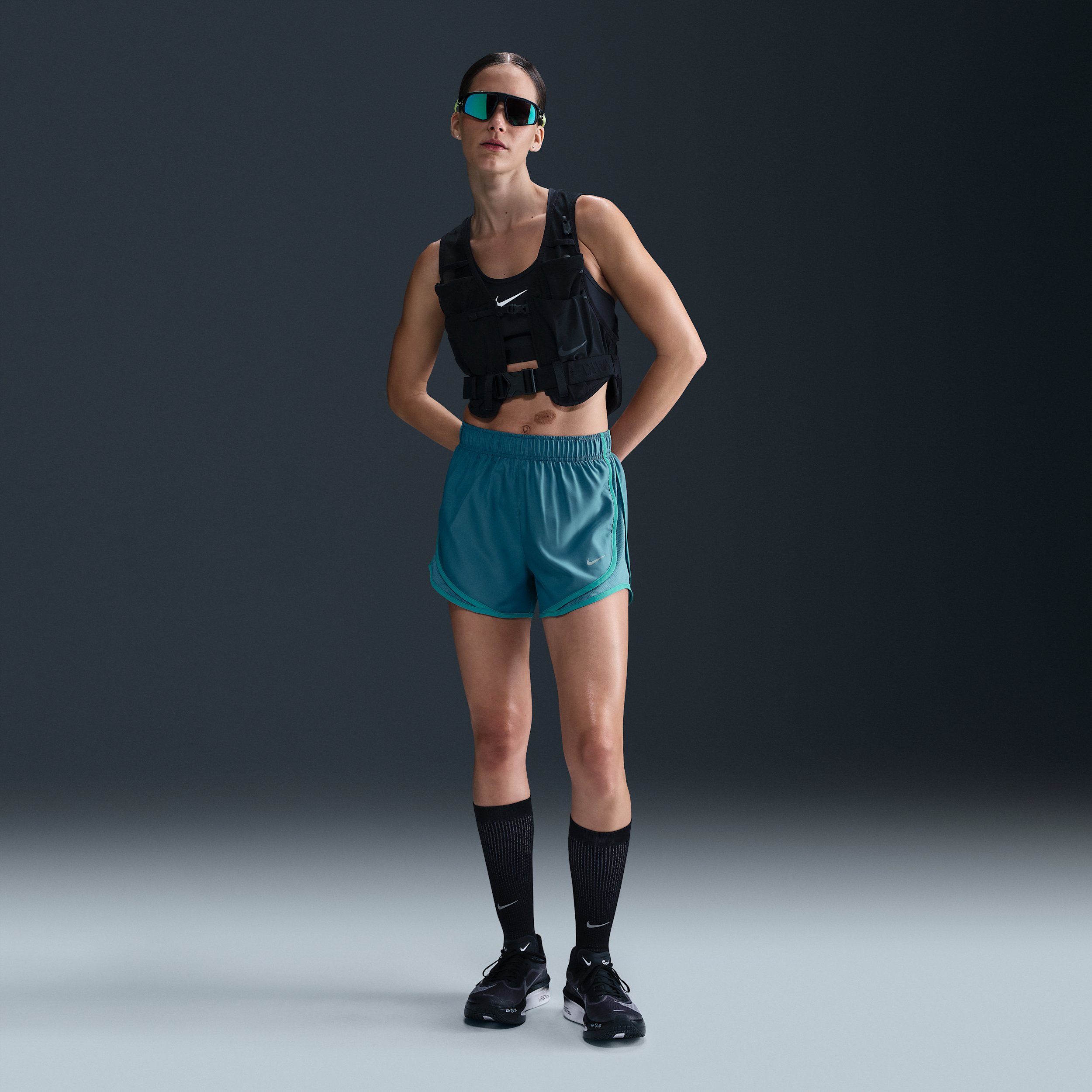 Nike Tempo Dri-FIT hardloopshorts met halfhoge taille en binnenbroekje voor dames - Blauw