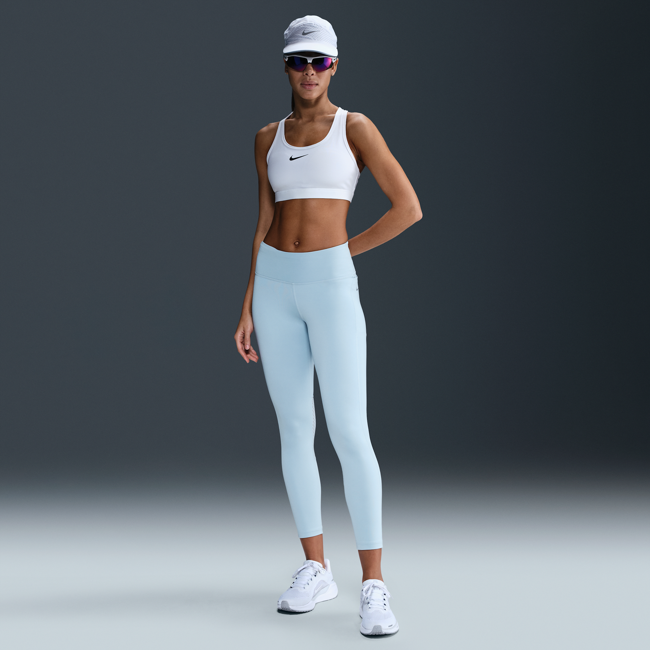 Nike Fast 7/8-legging met halfhoge taille voor dames - Blauw