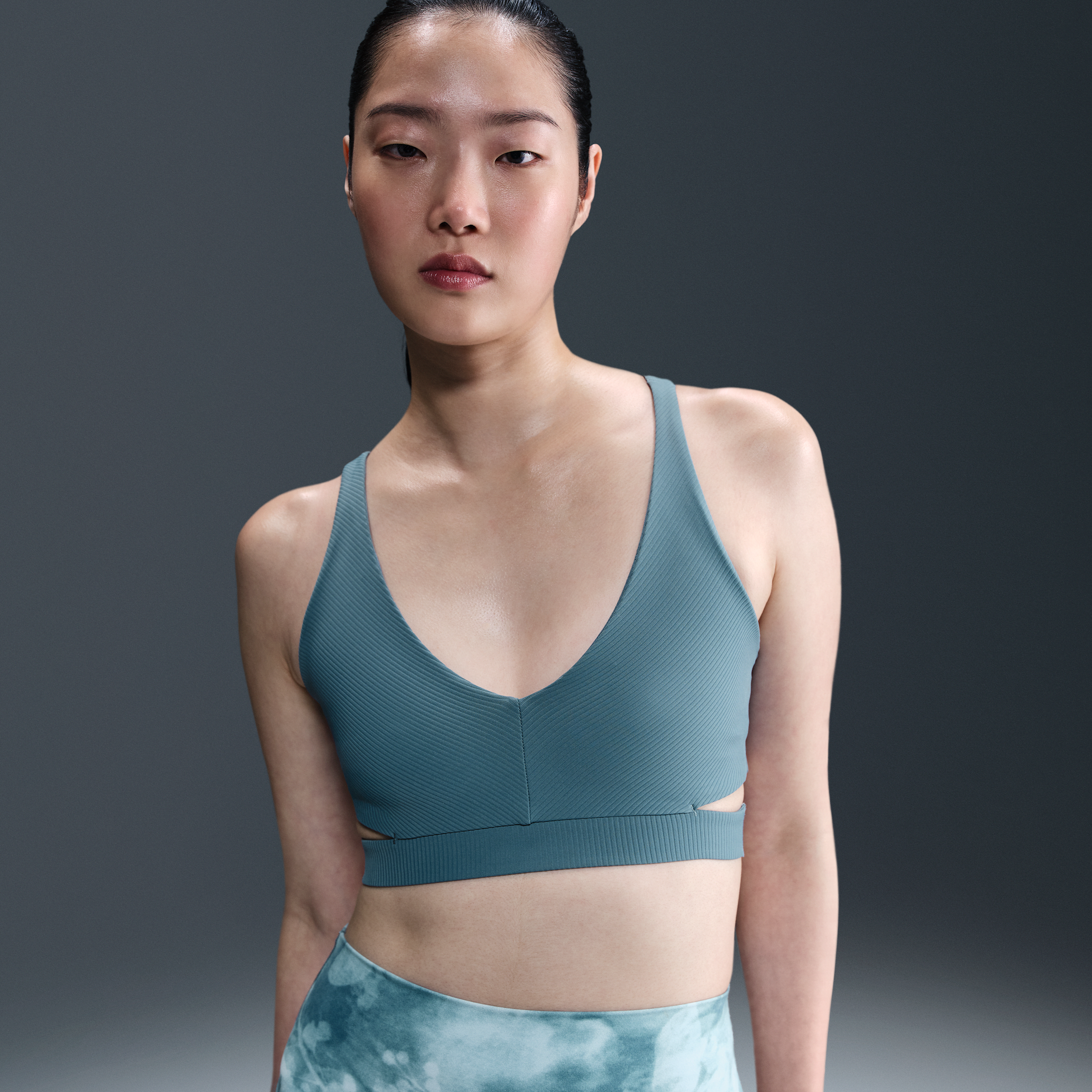 Nike Zenvy Rib sport-bh met vulling en lichte ondersteuning - Blauw