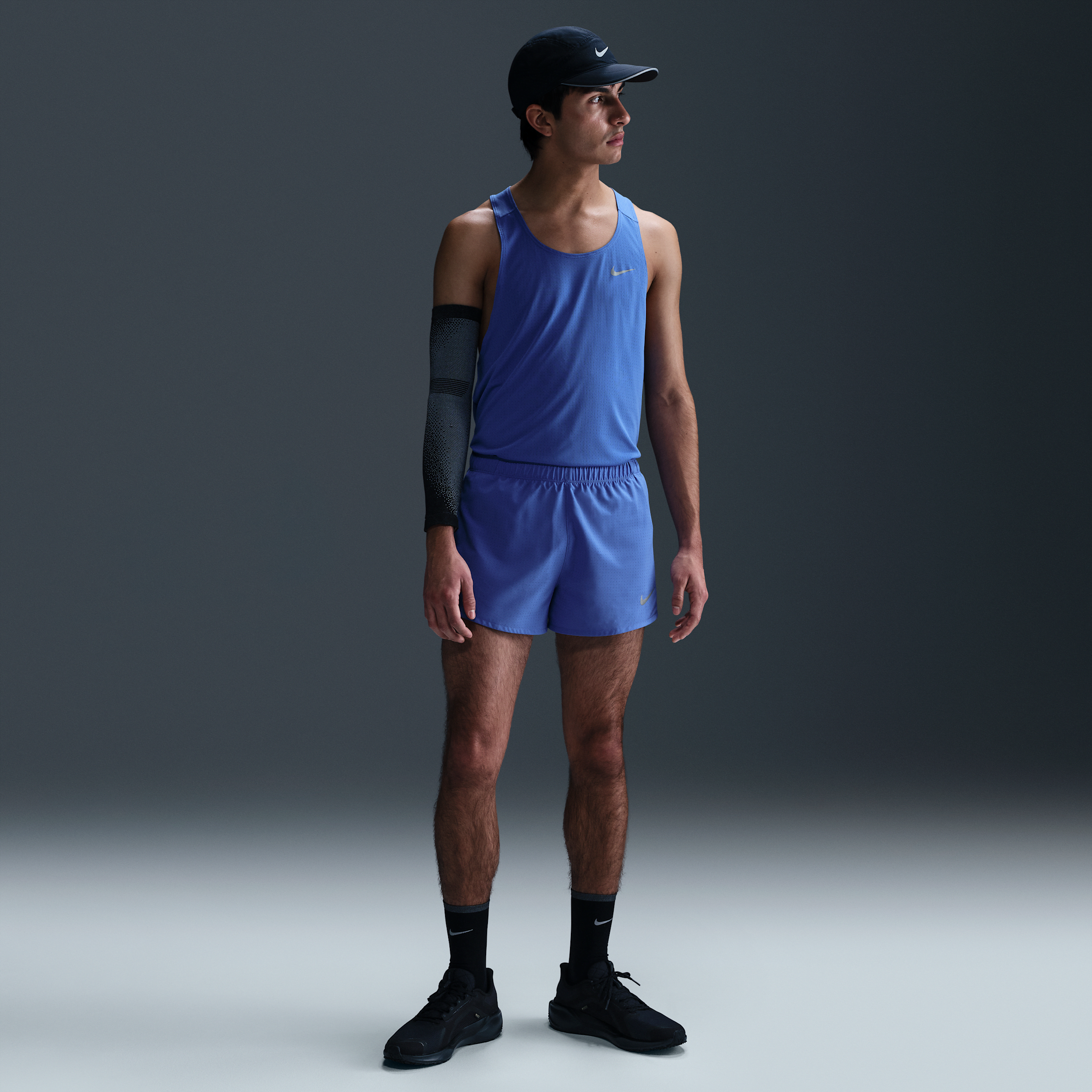 Nike Fast Dri-FIT hardloopshorts met binnenbroek voor heren (8 cm) - Blauw