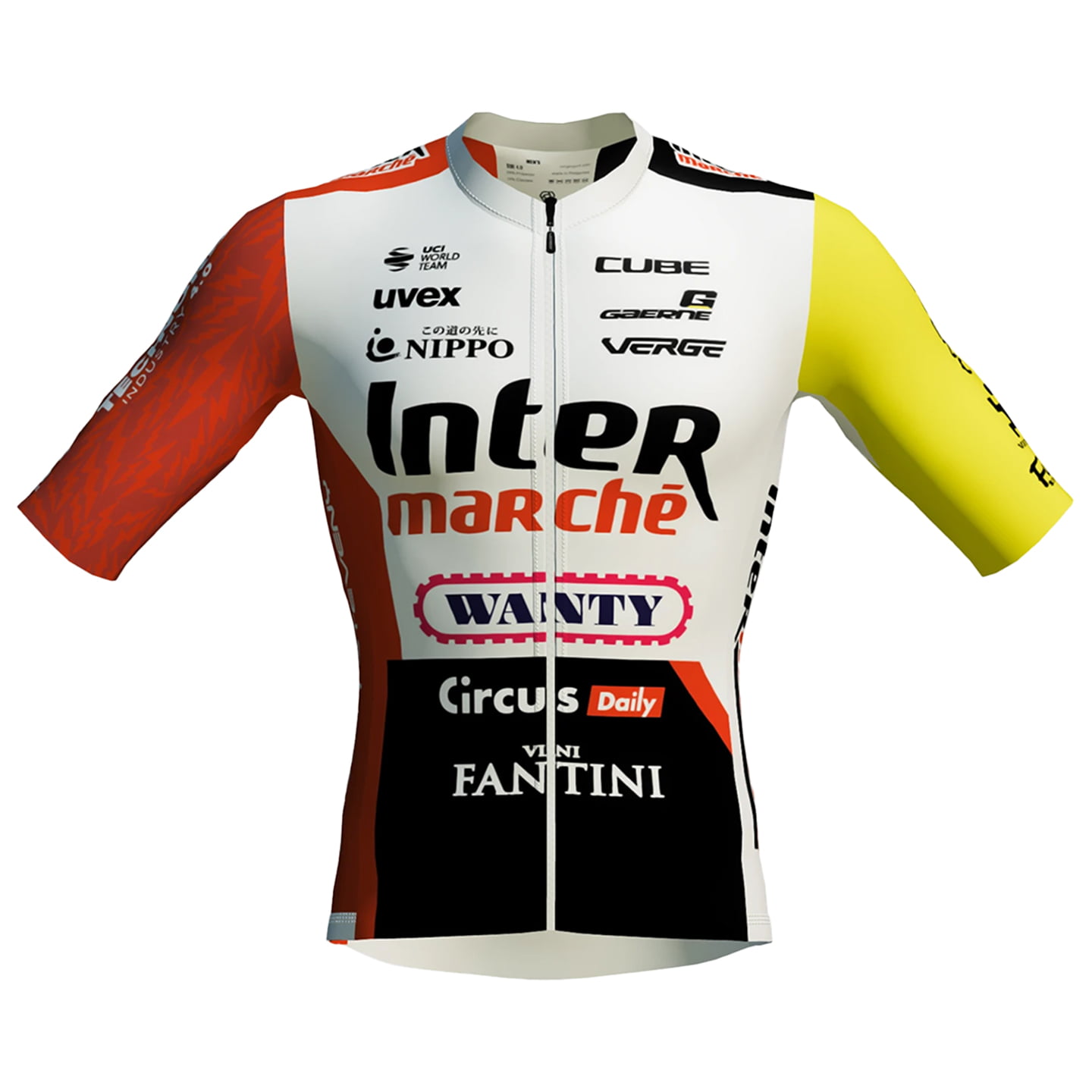 Verge Sport INTERMARCHÉ-WANTY Uvex Surge Aero MIPS 2025 racefietshelm fietsshirt met korte