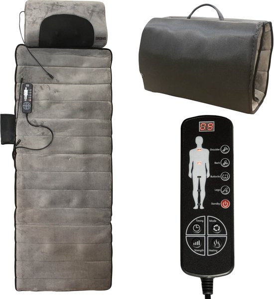 Brend x BR-2230 Elektrische Massagemat en Kussen – Massagematras met Warmte, 5 Vibratiemodi en 3 Inte