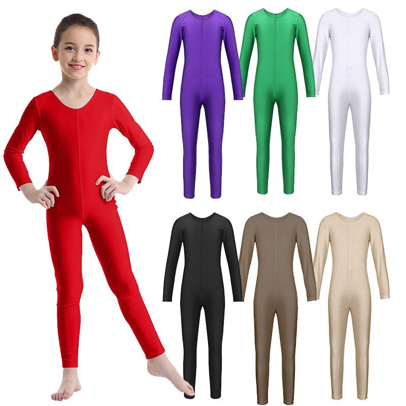 YOOJIA Kinderballet gymnastiek turnpakje danskostuum meisjes lange mouwen jumpsuit bodysuit danskleding kinderen full body unitard 3-4 Years zwart