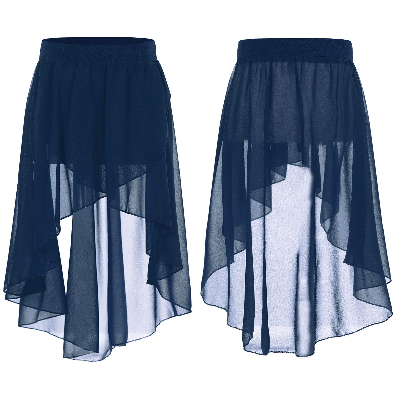 Sywiyi Kinderen Meisjes Hoge Lage Chiffon Ballet Dans Wikkelrok voor Ballroom Latijns Salsa Tango Dans Draag Prestaties 5-6 Years zwart