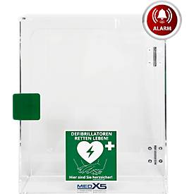 Defibrillator & AED wandbox, voor binnengebruik, met akoestisch alarm & locatiesticker, acrylglas