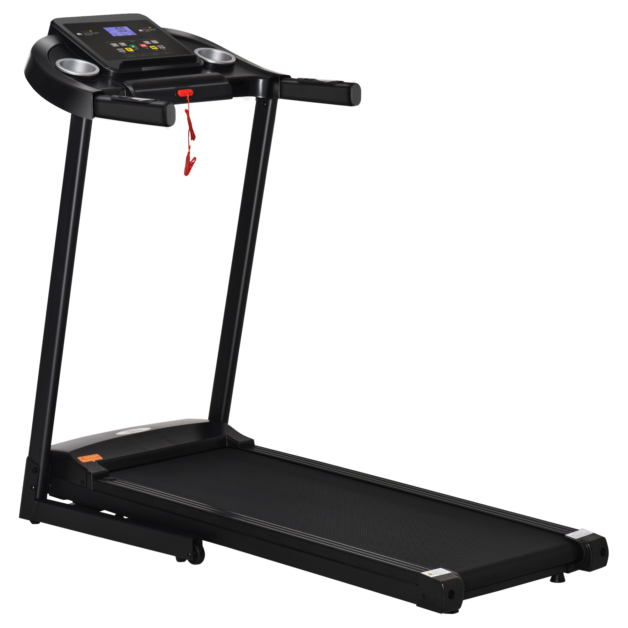 HOMCOM elektrische loopband, opvouwbaar, 12 programma's, LED-display, bekerhouder, gsm-houder, ideaal voor thuis gym, compact, zwart | Aosom.nl