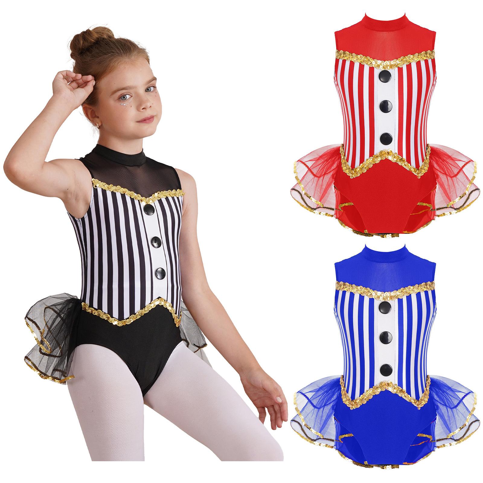 ZDHoor Kids Girls Sleeveless Sparkly Dance Leotard Halloween Ballet Gymnastics Leotard with Tutu skirt Fancy Dance Costume 5-6 Years zwart