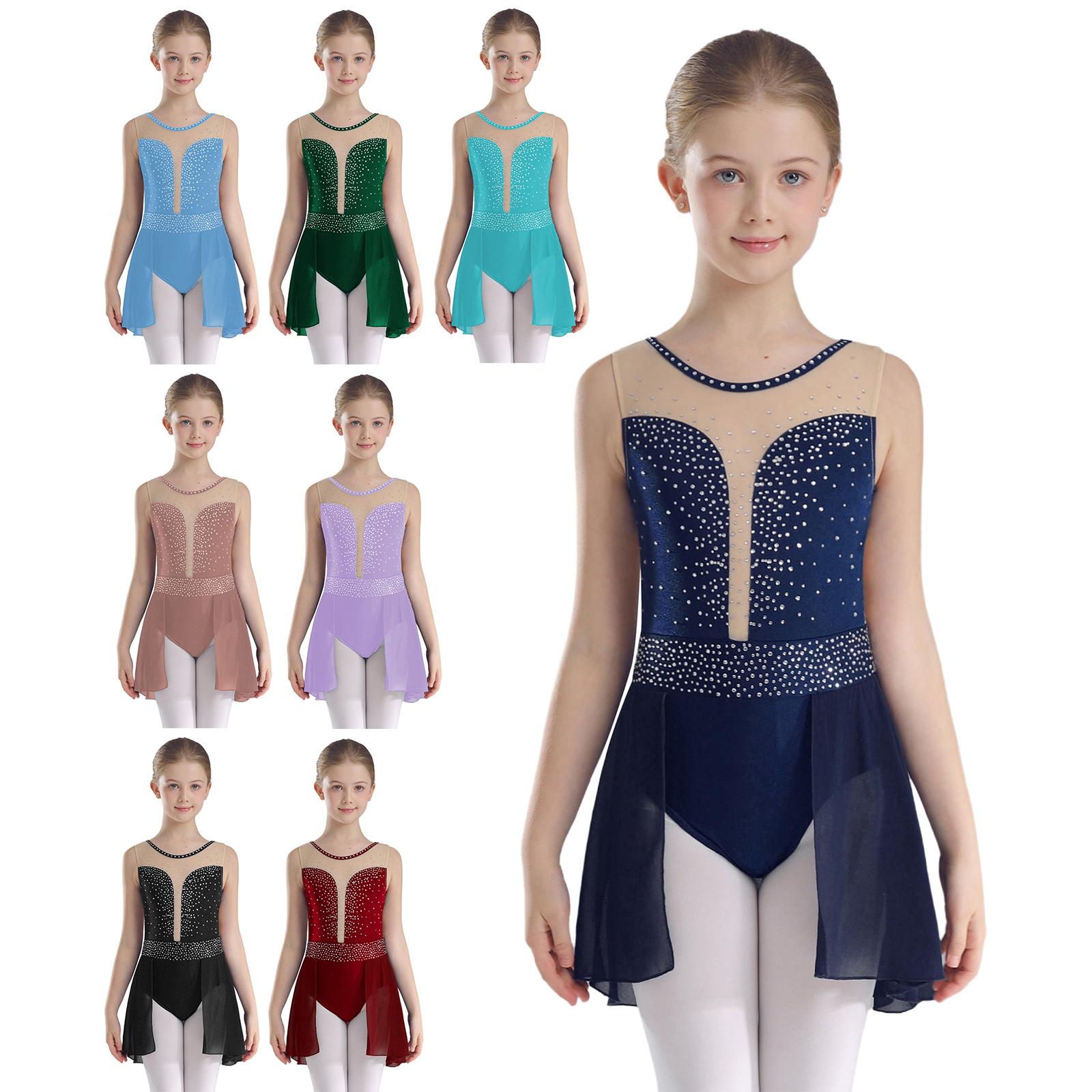 Sywiyi Kinderen Meisjes Ballet Lyrische Dans Kunstschaatsen Jurk Holle Rug Mesh Gymnastiek Leotard Jurk 5-6 Years