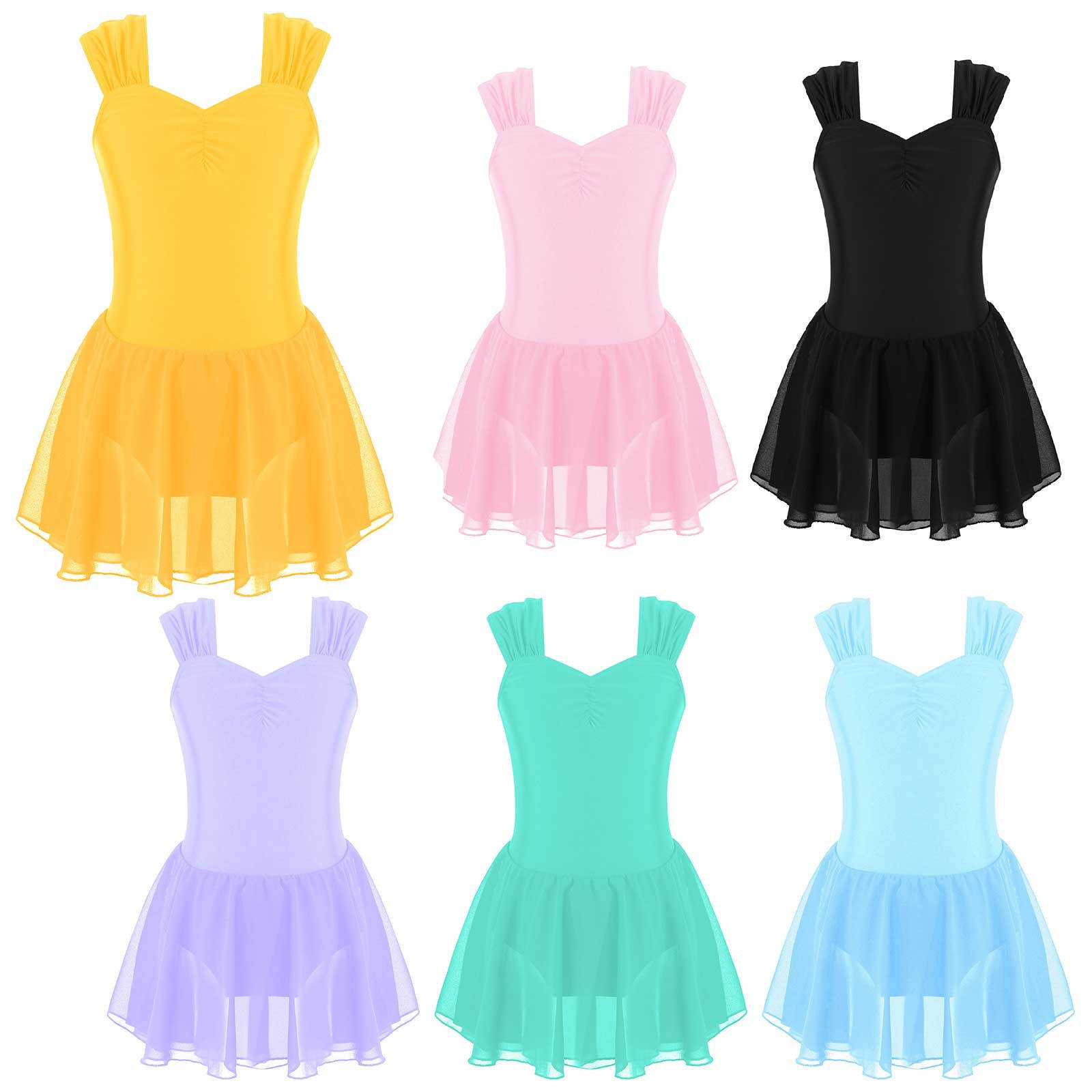 Yunduantong-electronic Kinderen Meisjes Ballet Tutu Prinsessenjurk Lyrische Danskostuums Gymnastiek Turnpakje Moderne Lyrische Ballroom Danskleding Fancy Schaatsen 3-4 Years zwart