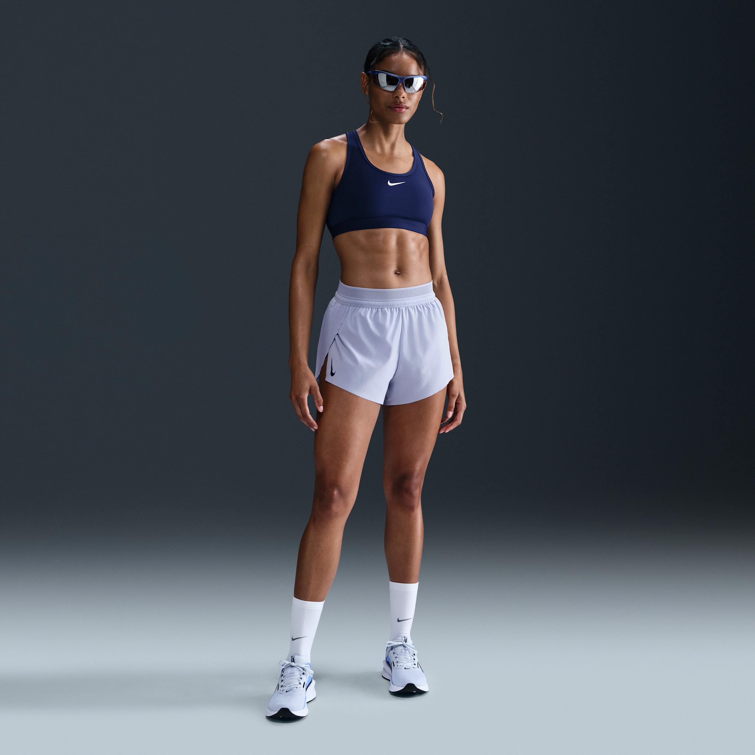 Nike AeroSwift Dri-FIT ADV halfhoge hardloopshorts met binnenbroekje voor dames (8 cm) - Grijs