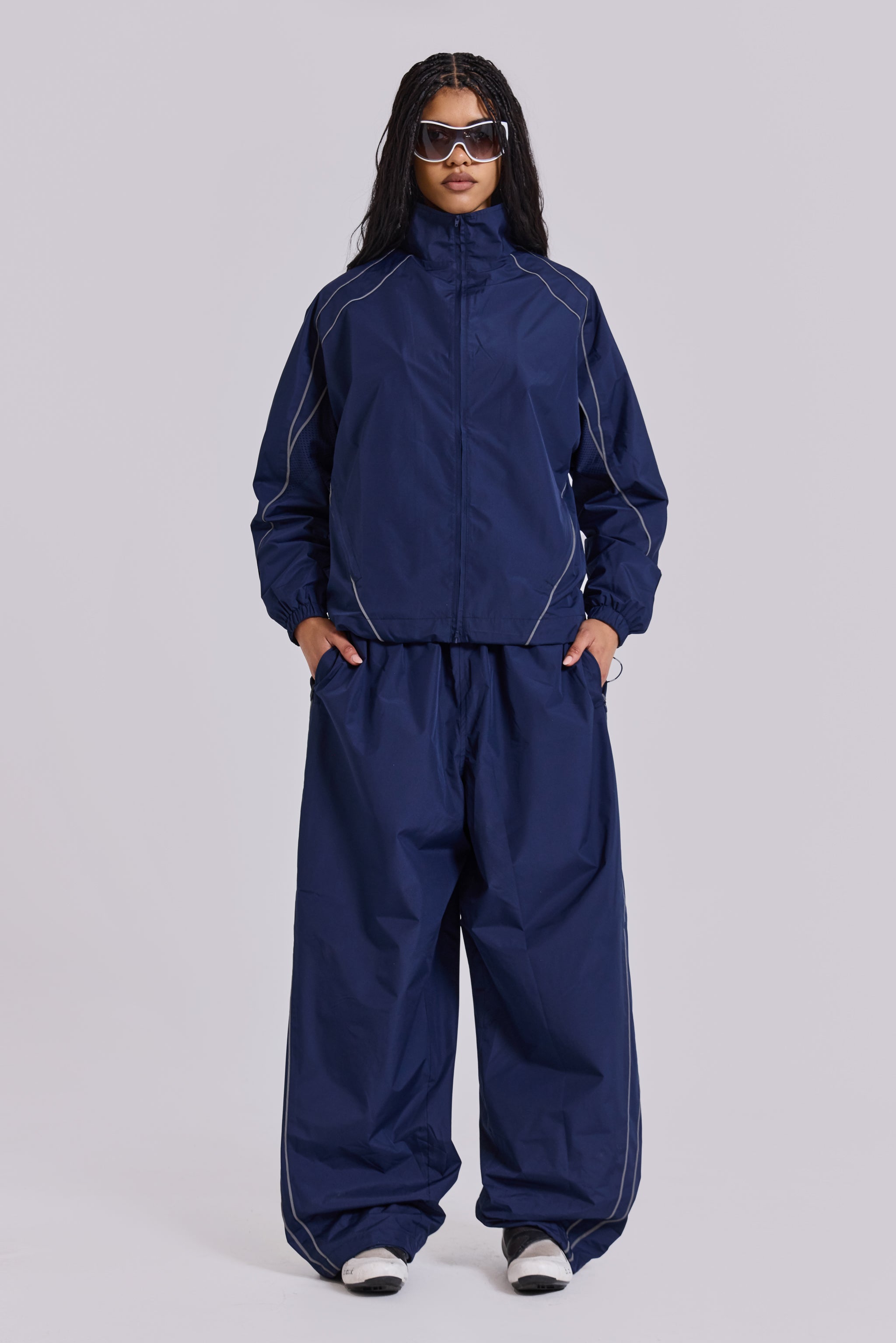 Jaded London Navy Vapor Tracksuit Bottoms