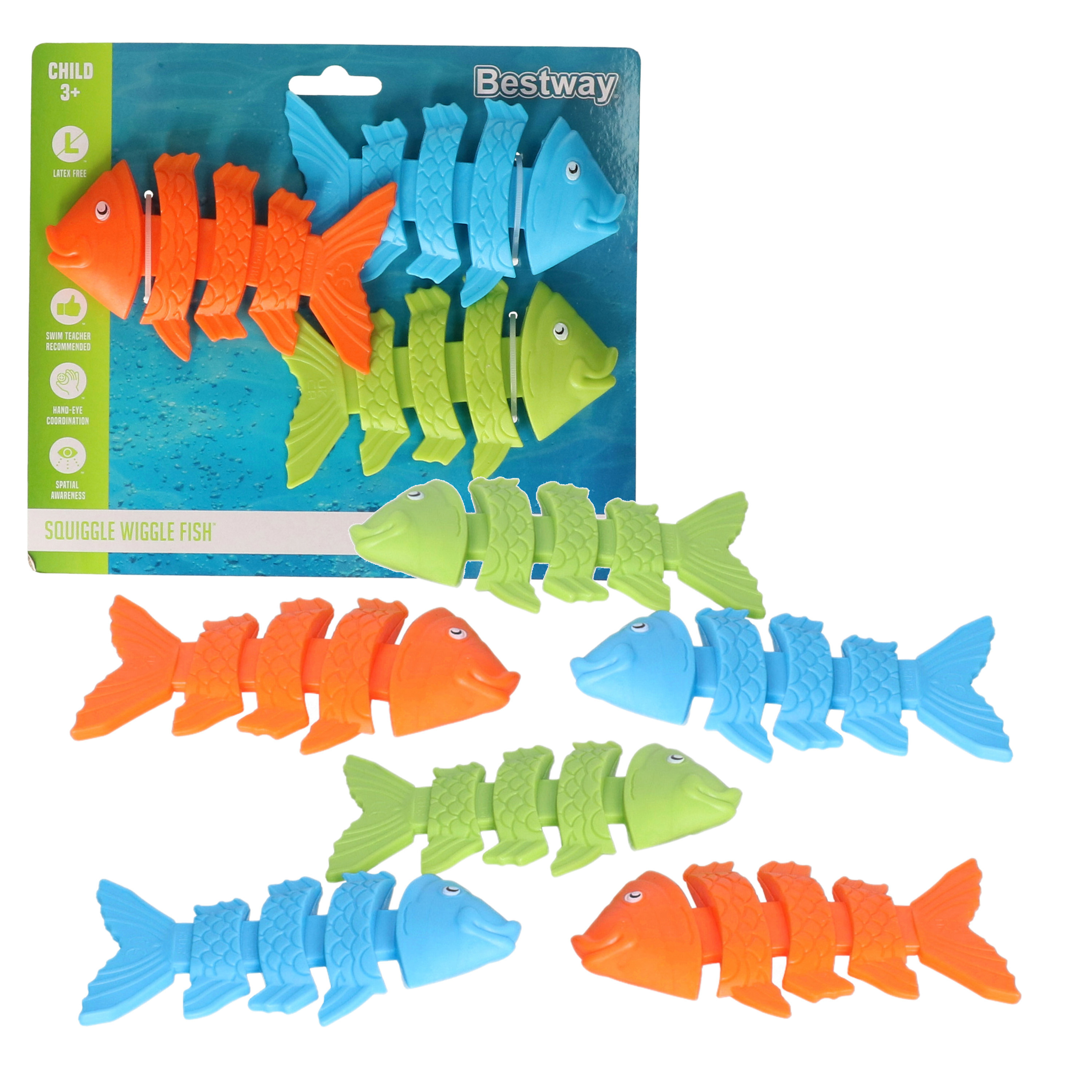Bestway Duikringen vissen - 9x stuks - gekleurd - kunststof - duik spelletjes - zwembad speelgoed -