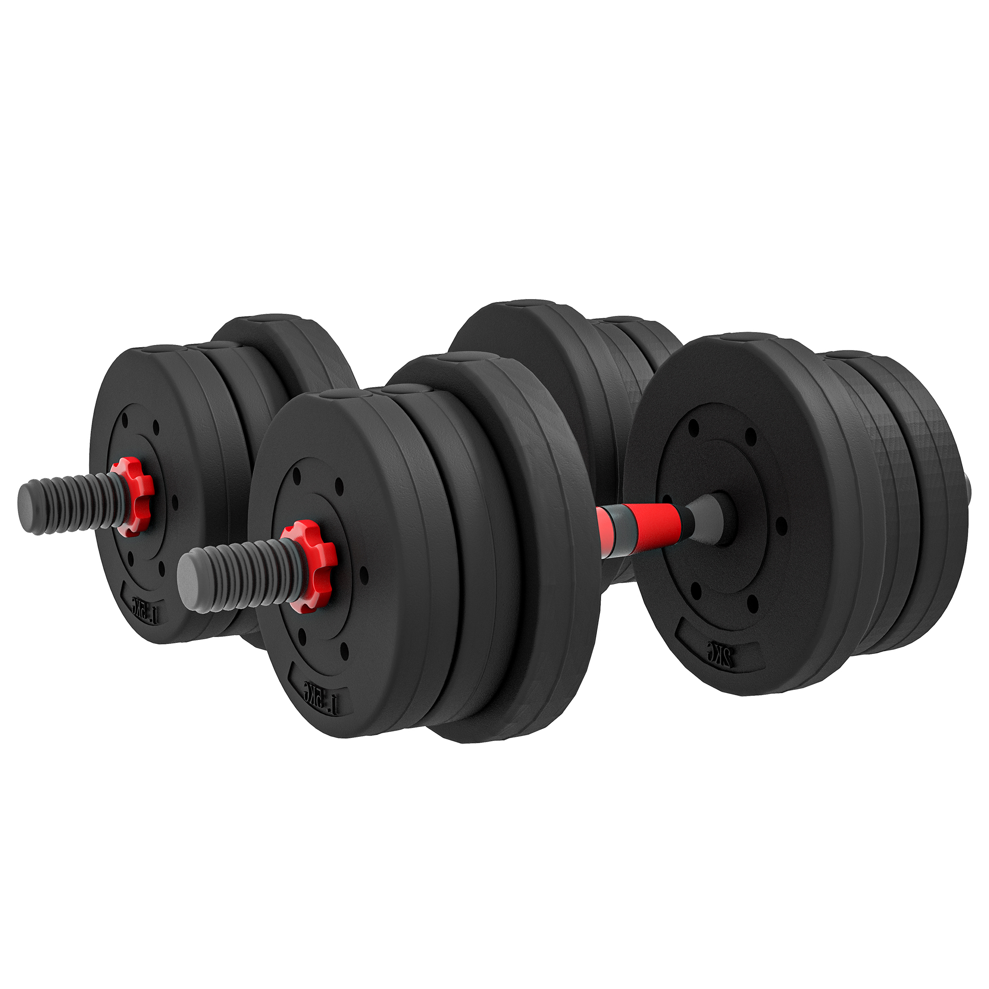 HOMCOM 2-in-1 Halterset 20 kg - Verstelbare Dumbbells en Halter voor Professionele Krachttraining - Zwart