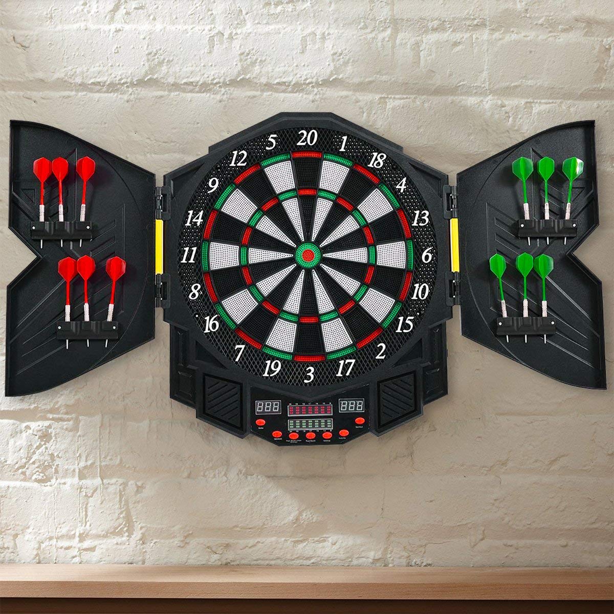 Costway Professionele Elektronische Dartbord Set Dartbord met LCD-Scherm 27 Spellen 216 Variaties 12 Darts Digitaal Dartbord met Scorebord