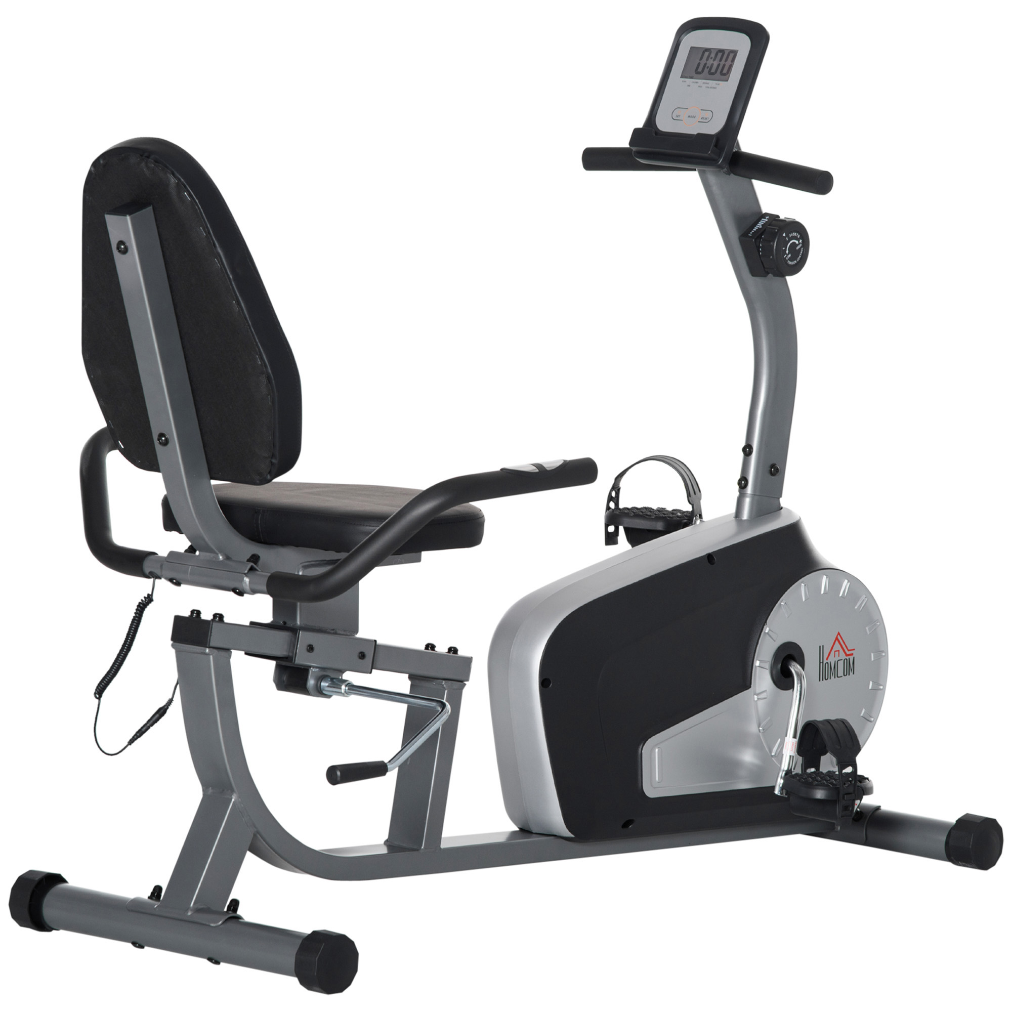 HOMCOM Fietstrainer met 8-Niveaus Weerstand 122-137 x 62 x 103cm Staal Grijs+Zwart+Zilver