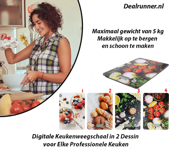 Dealrunner Digitale Keukenweegschaal in 2 Dessin voor Elke Professionele Keuken