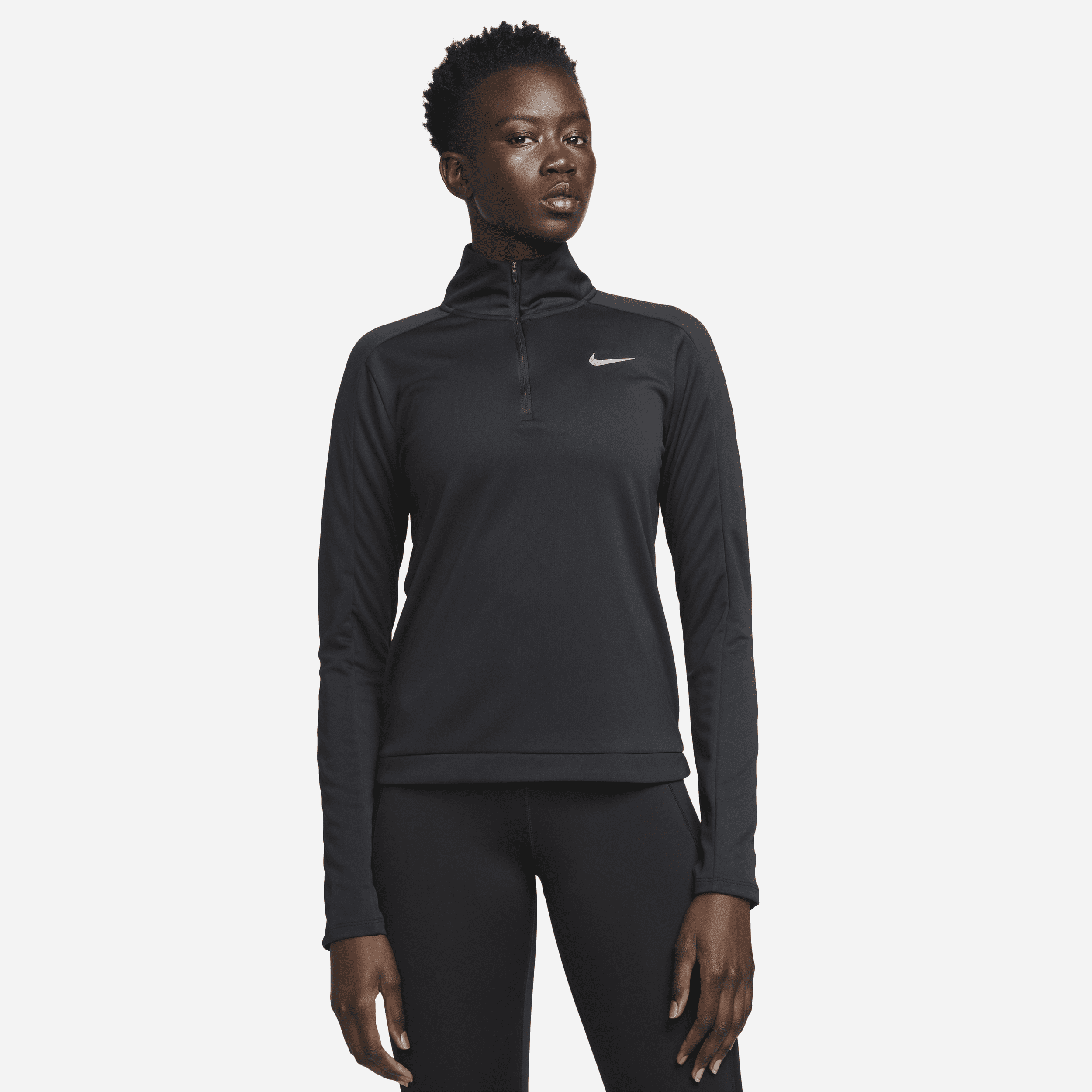 Nike Dri-FIT Pacer Damestrui met korte rits - Zwart