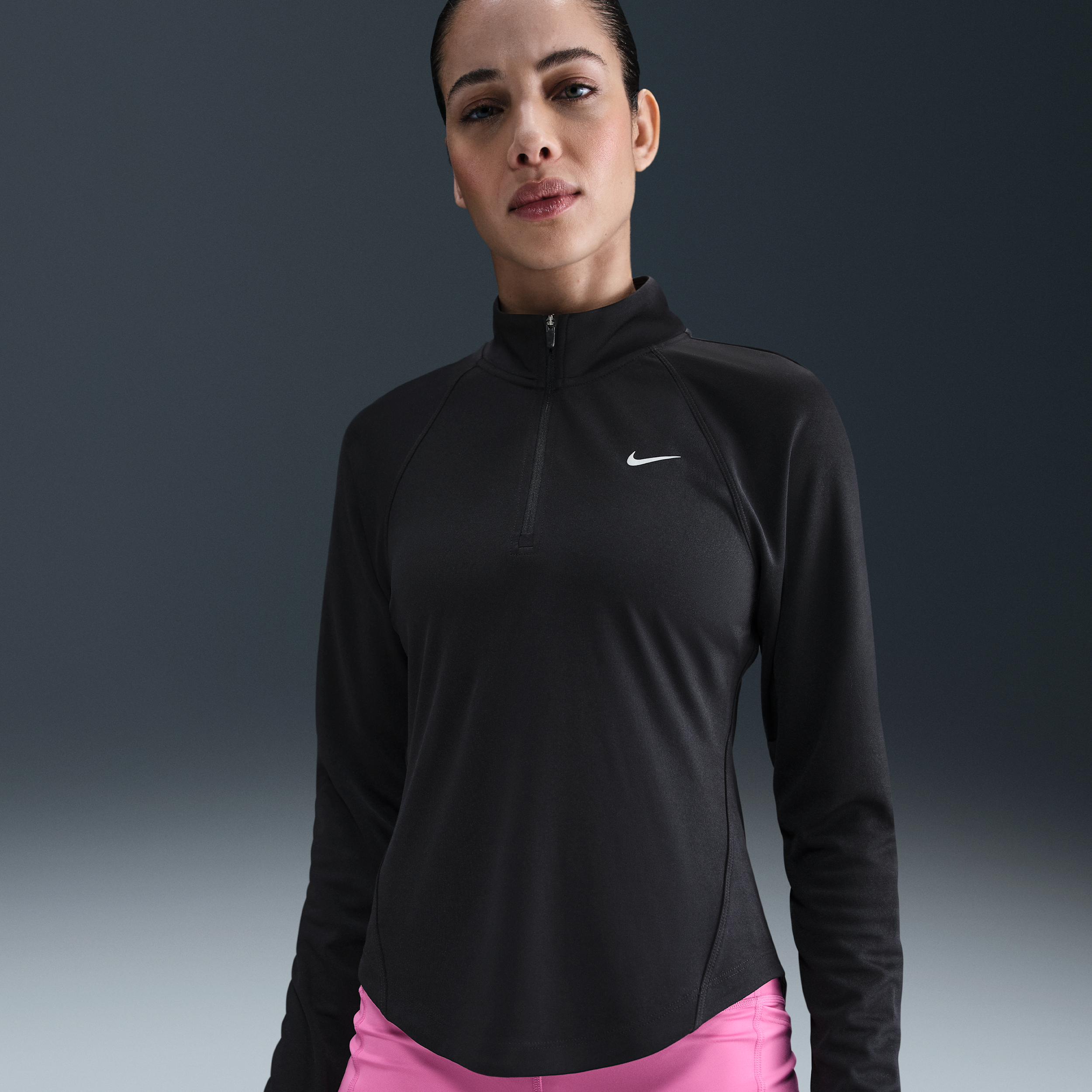 Nike Tempo Dri-FIT hardlooptop met korte rits voor dames - Zwart