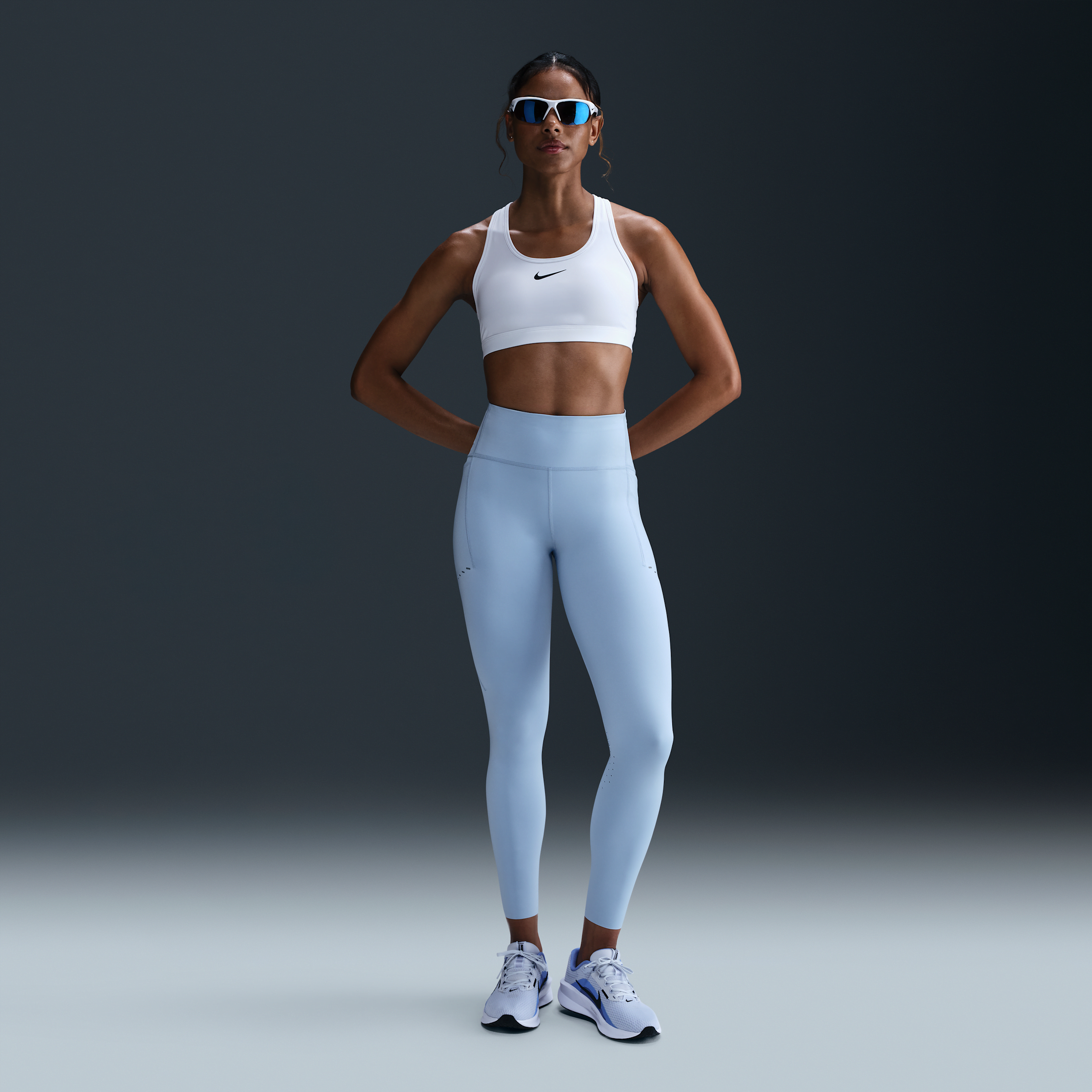 Nike Swift 7/8-hardlooplegging met hoge taille en zakken voor dames - Blauw