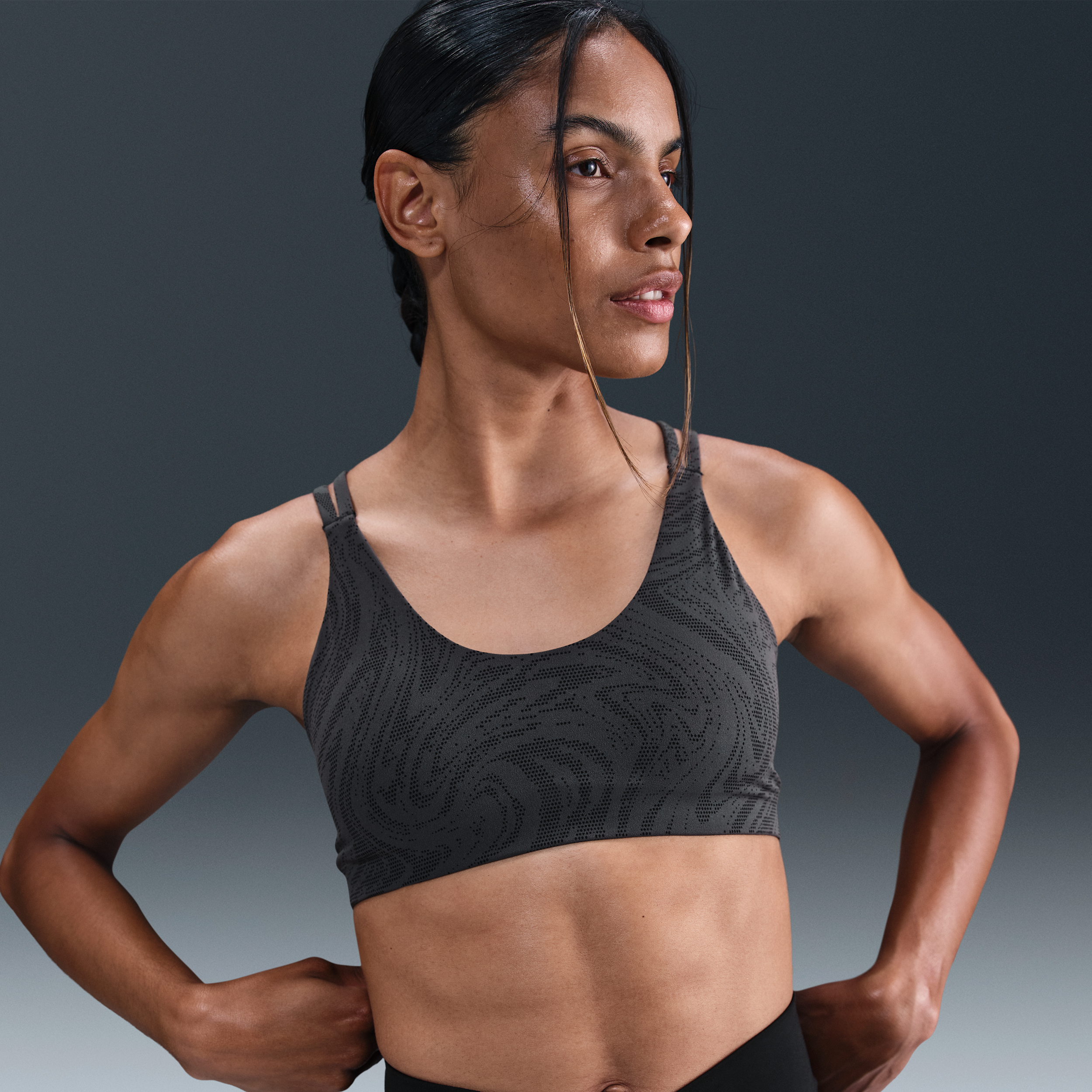 Nike Zenvy padded sport-bh met print en lichte ondersteuning - Zwart