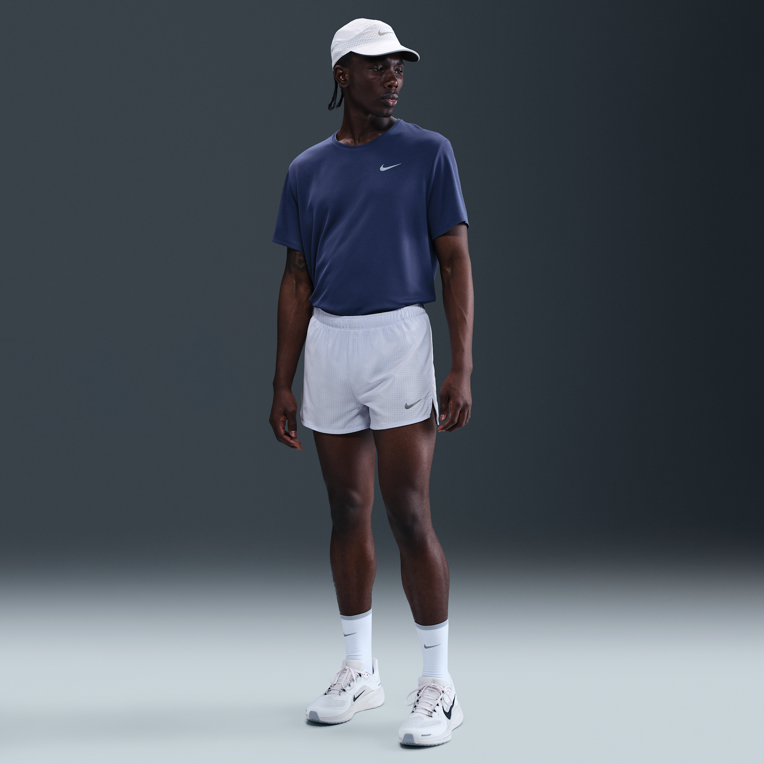 Nike Fast Dri-FIT hardloopshorts met binnenbroek voor heren (8 cm) - Grijs