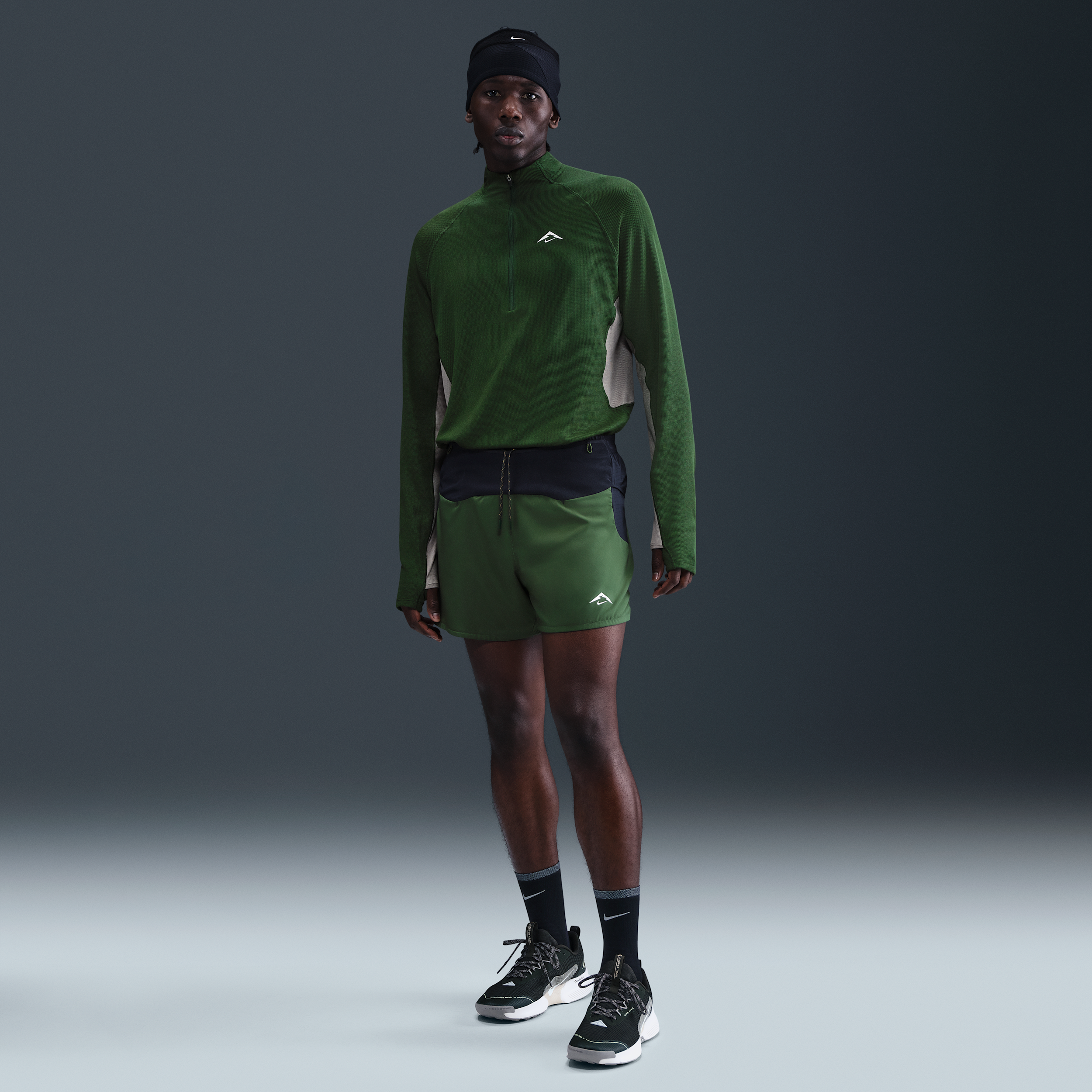 Nike Trail Second Sunrise Dri-FIT ADV hardloopshorts met binnenbroek voor heren (13 cm) - Groen