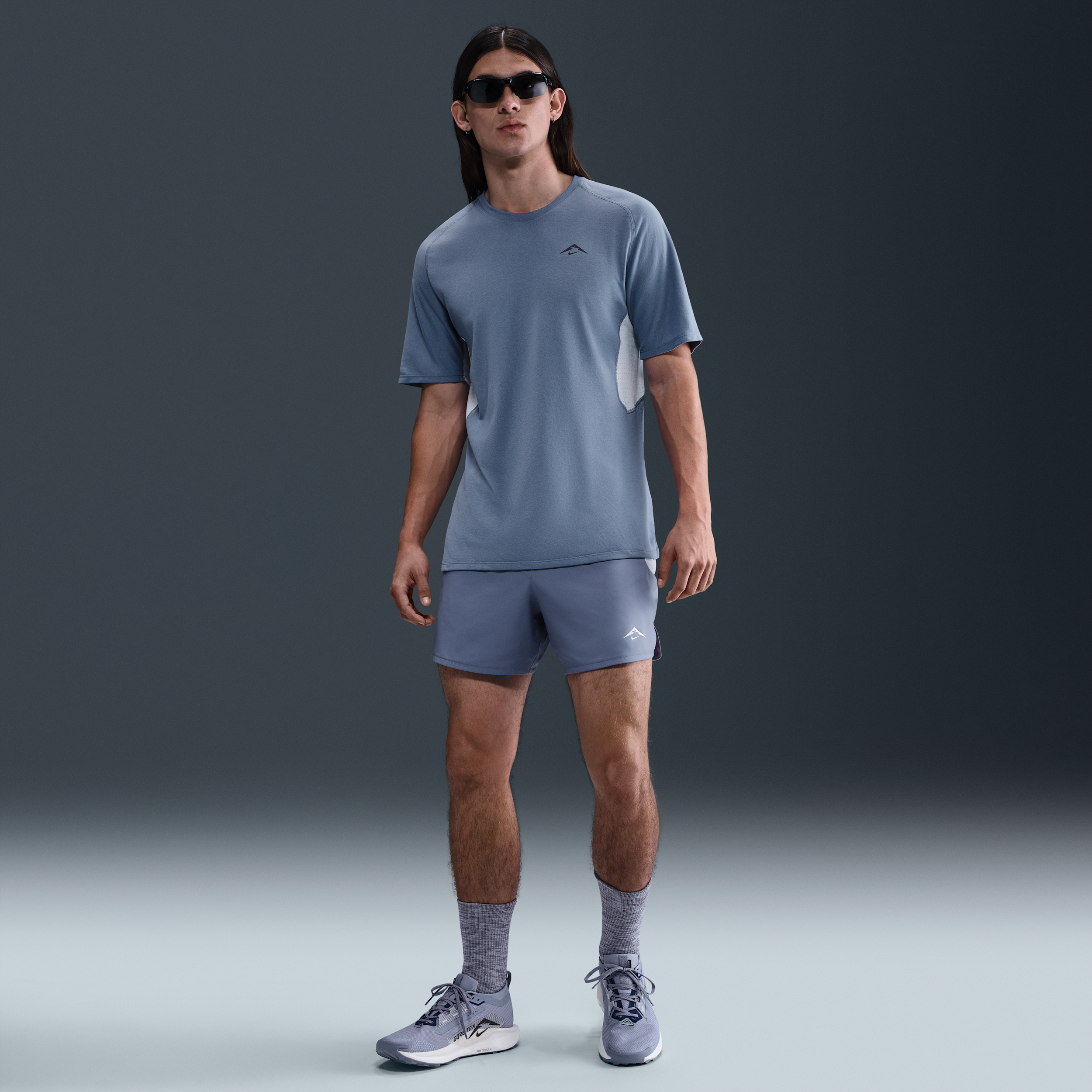 Nike Trail Second Sunrise Dri-FIT ADV hardloopshorts met binnenbroek voor heren (13 cm) - Blauw