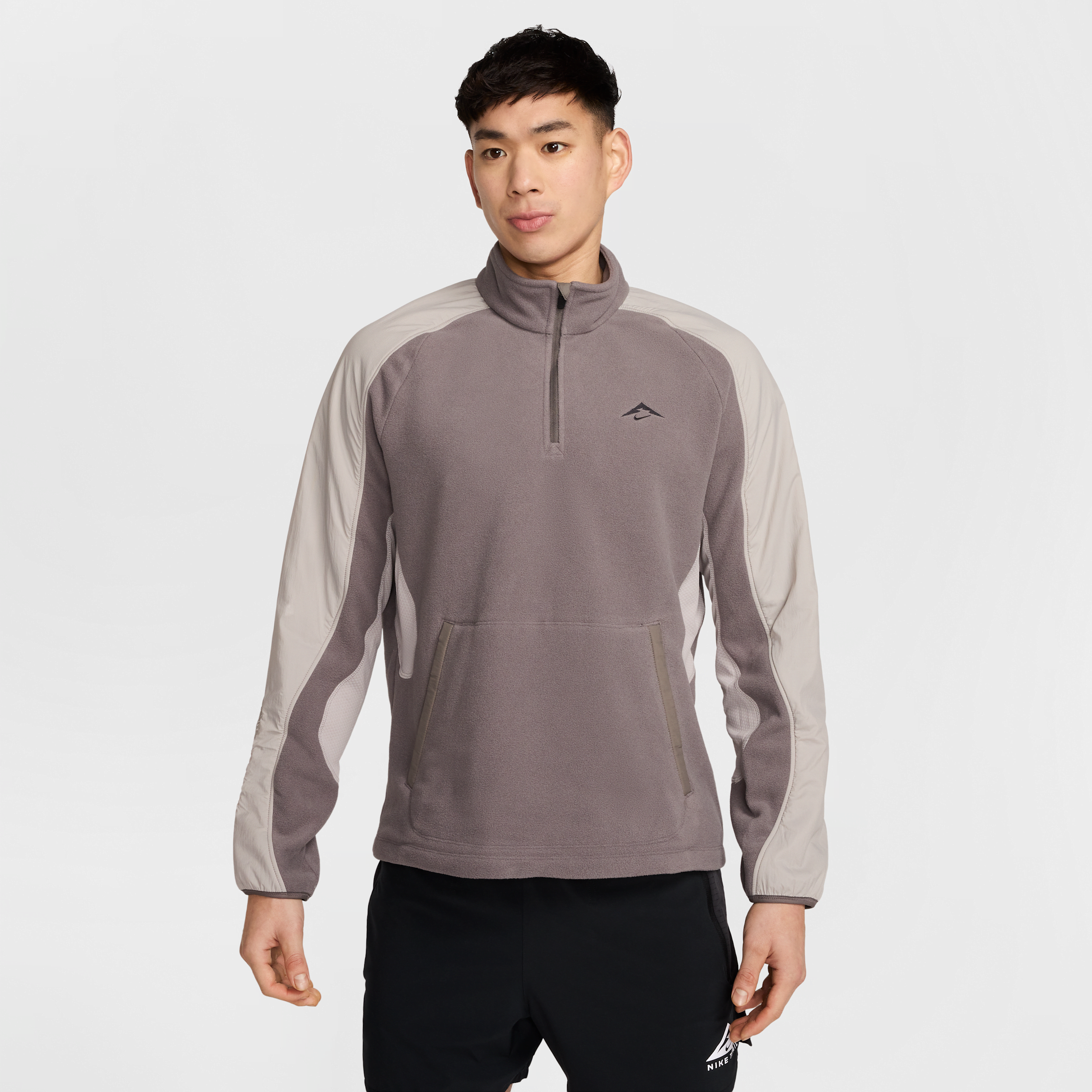 Nike Trail Polartec hardlooptop van fleece met korte rits voor heren - Grijs